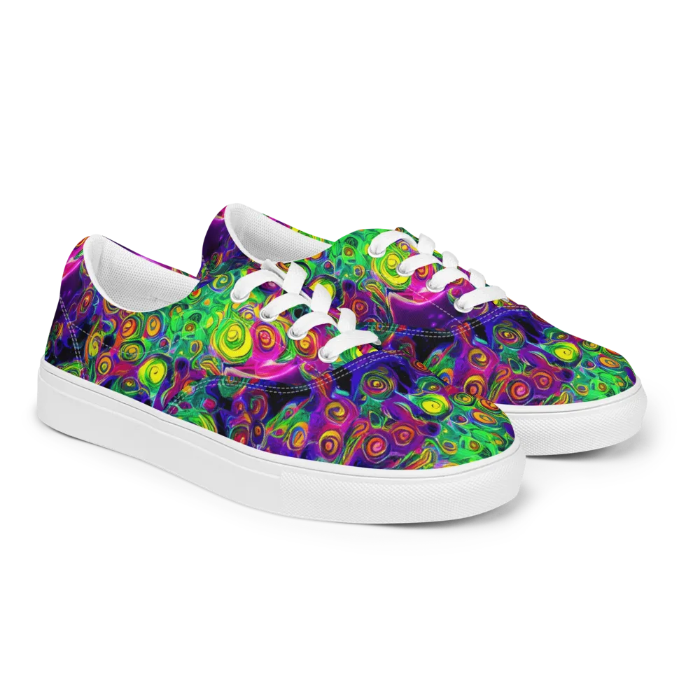 Spiral Fever on Men's Lace-Up Canvas Shoes — Right Front