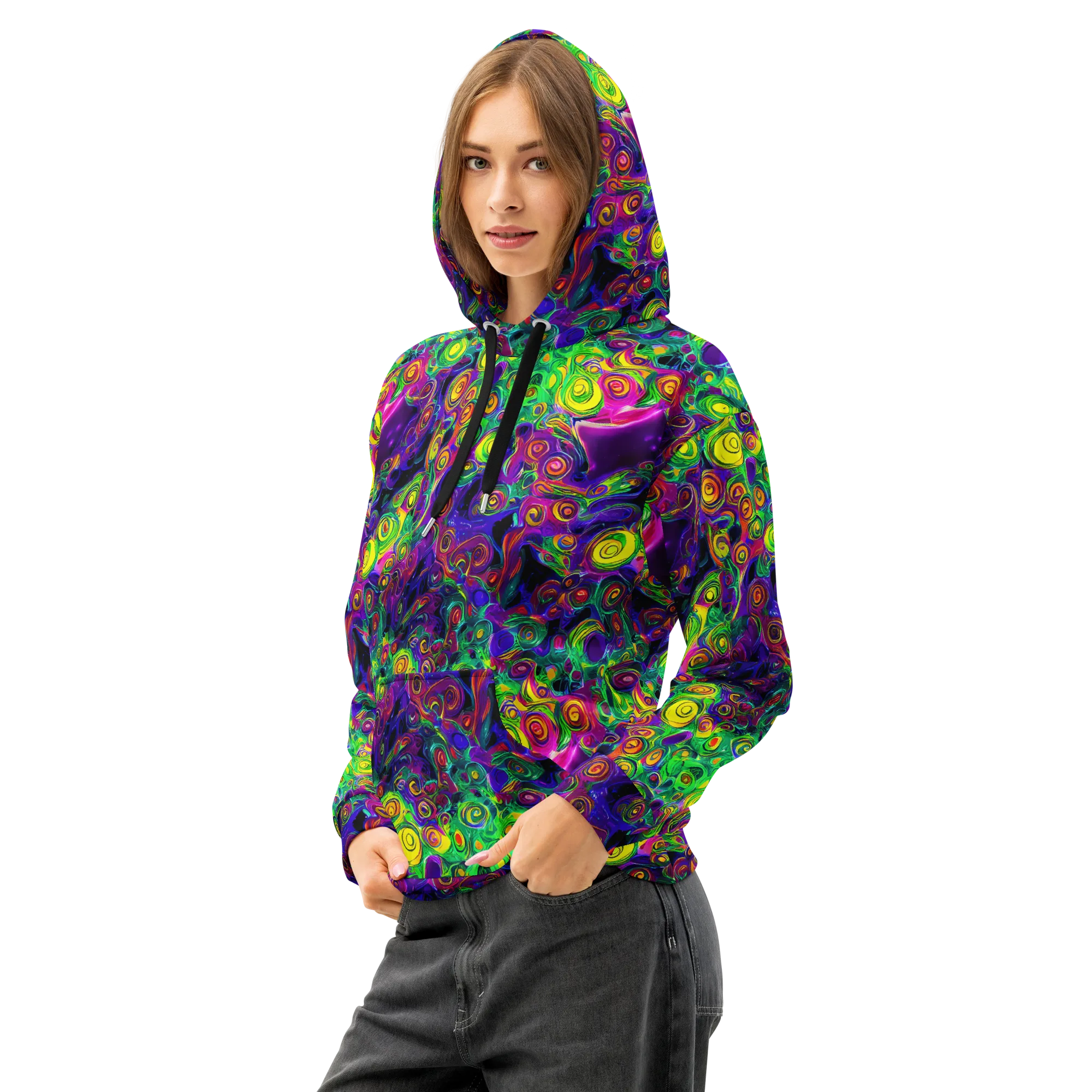 Spiral Fever on Cotton Hoodie — Left Front