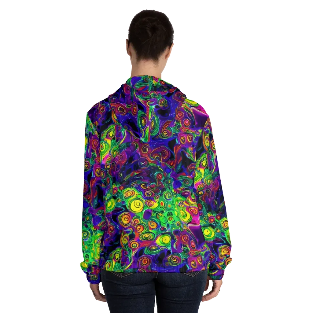 Spiral Fever on Women's Full-Zip Hoodie — Back On Person