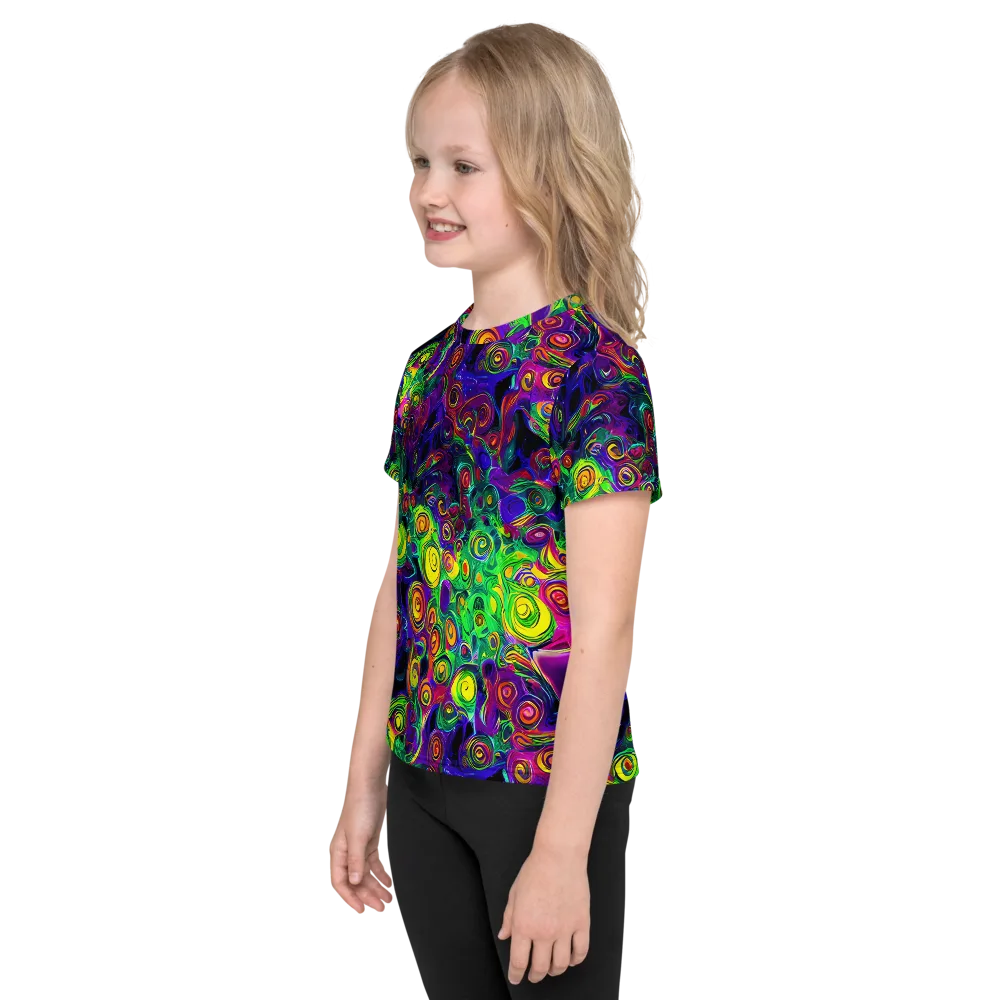 Spiral Fever on Kids Crew Neck T-Shirt — Left