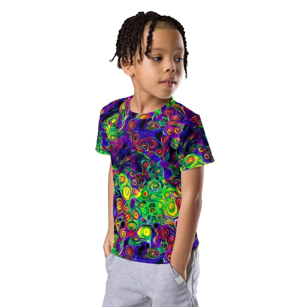 Spiral Fever on Kids Crew Neck T-Shirt — Left Front