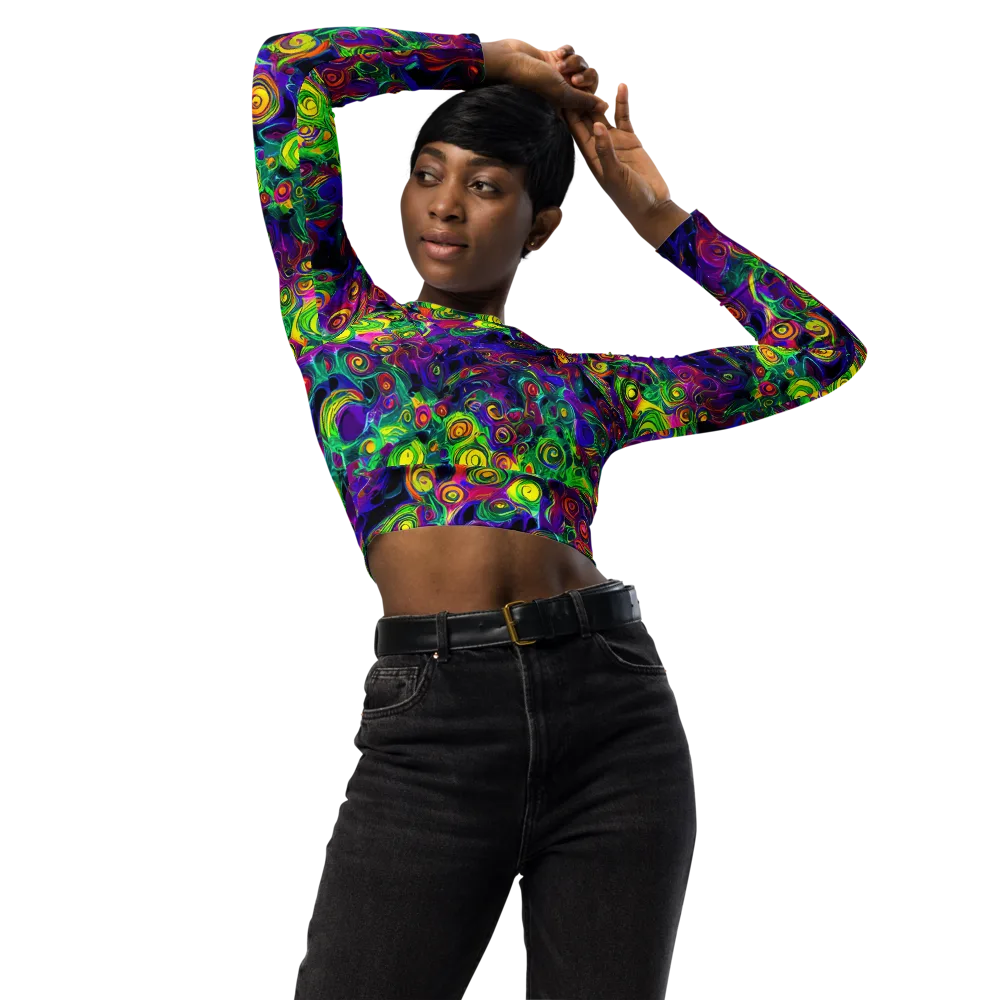 Spiral Fever on Long Sleeve Crop Top — Front