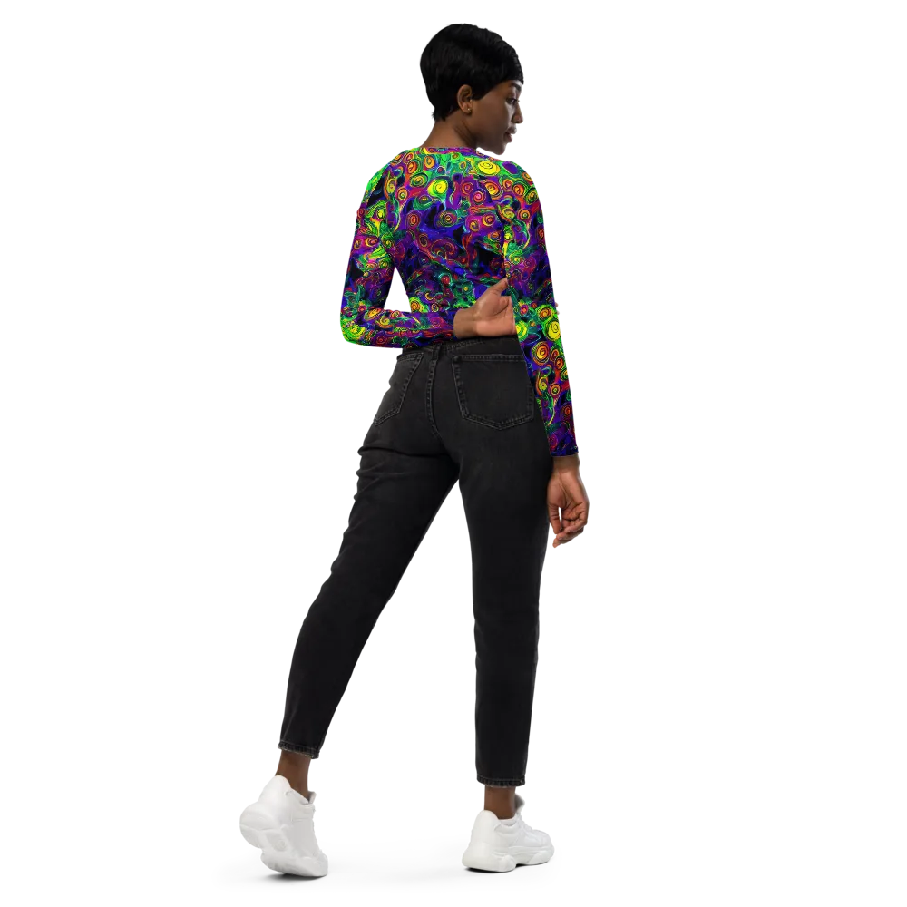 Spiral Fever on Long Sleeve Crop Top — Right Back