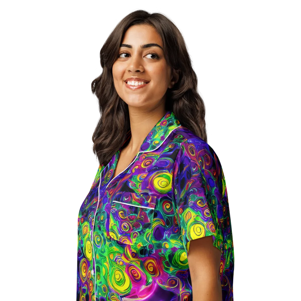 Spiral Fever on Women's Short Sleeve Pajama Top — Left Front
