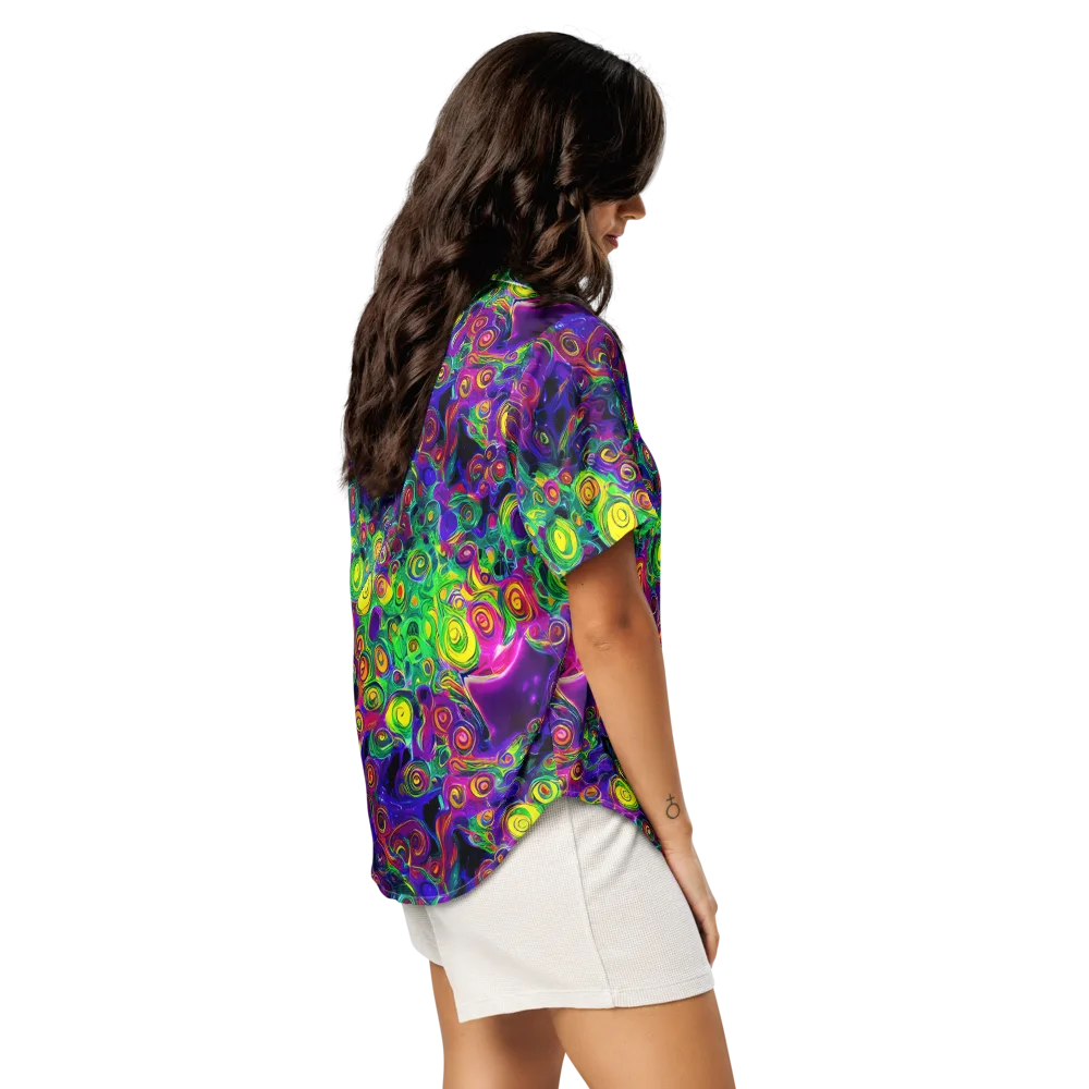 Spiral Fever on Women's Short Sleeve Pajama Top — Right Back