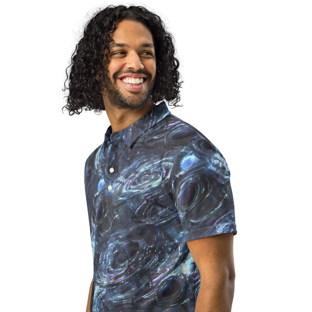 Blue Gravity on Men's Slim Fit Polo Shirt — Left Front
