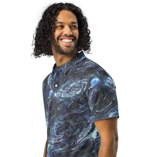 Blue Gravity on a Men's Slim Fit Polo Shirt