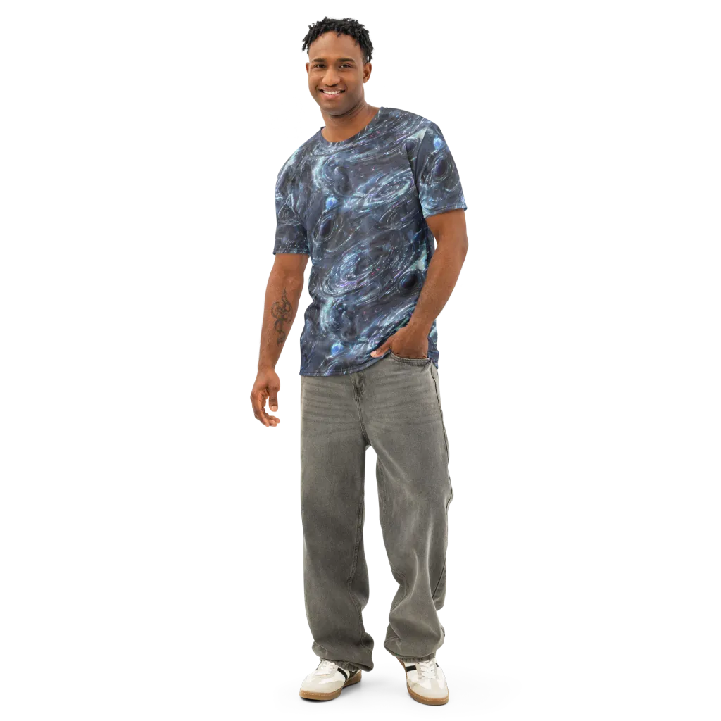 Blue Gravity on Men's Cotton Crew Neck T-Shirt — Front