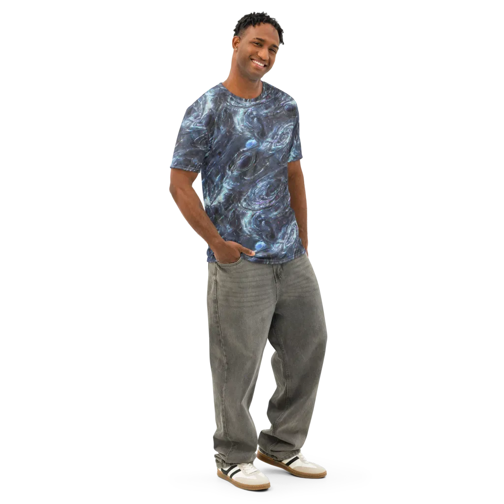 Blue Gravity on Men's Cotton Crew Neck T-Shirt — Right Front