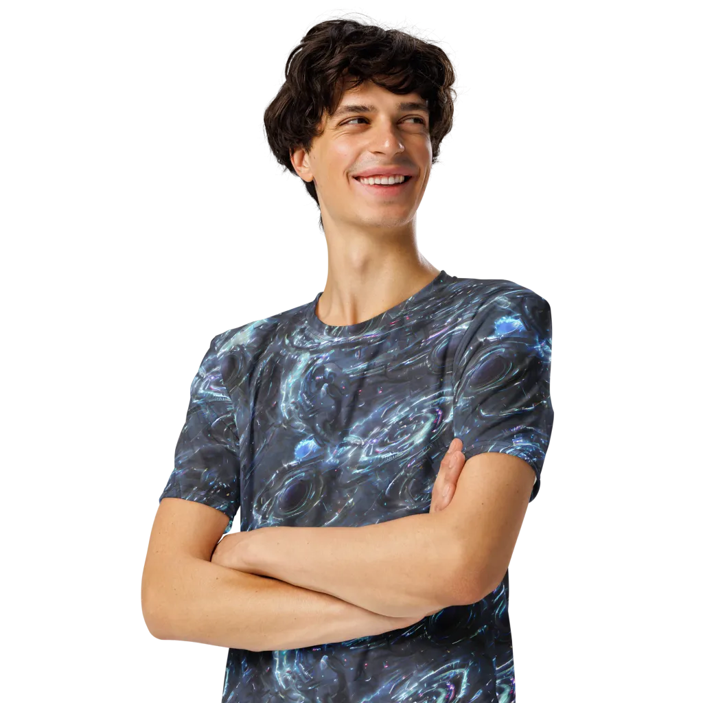 Blue Gravity on Men's Crew Neck T-Shirt — Left Front