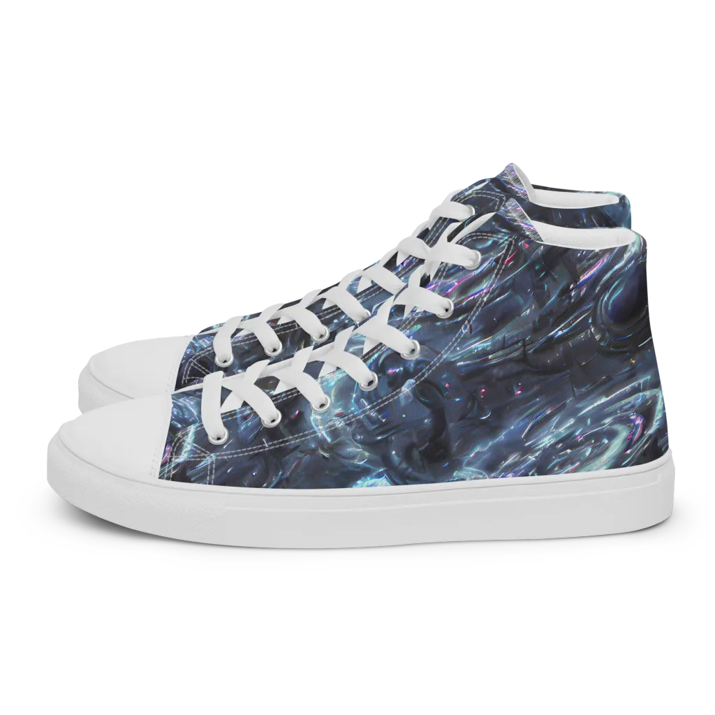 Blue Gravity on Men's High Top Canvas Shoes — Left