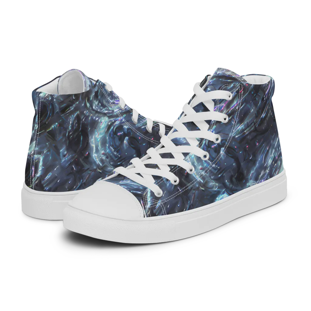 Blue Gravity on Men's High Top Canvas Shoes — Left