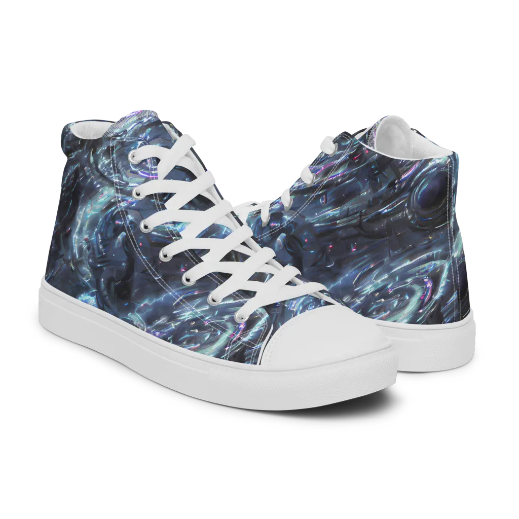Blue Gravity on Men's High Top Canvas Shoes — Right