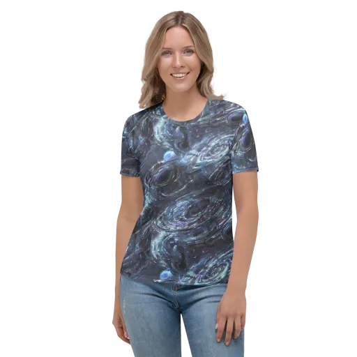 Blue Gravity on a Women's Crew Neck T-Shirt