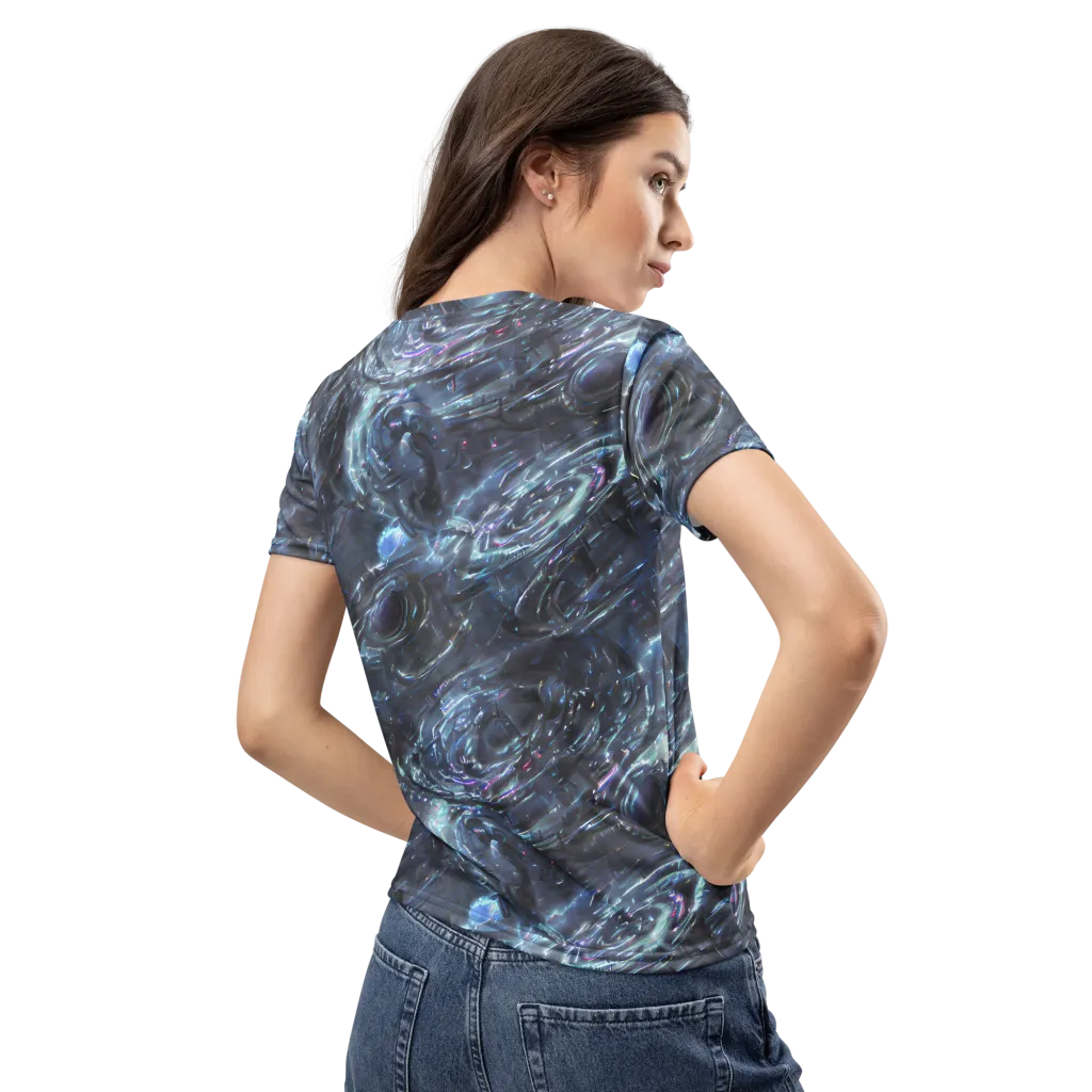 Blue Gravity on Women's Crew Neck T-Shirt — Back