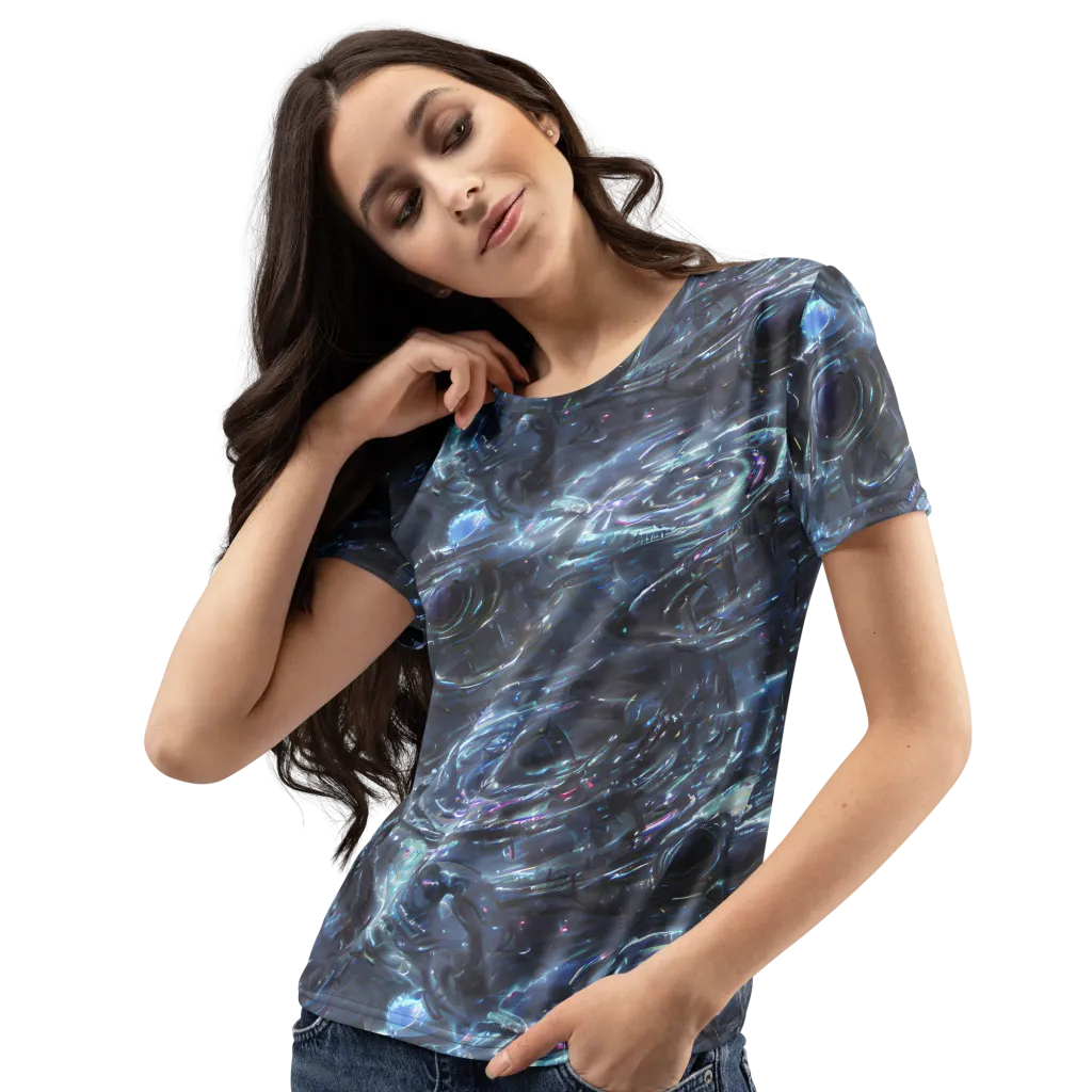 Blue Gravity on Women's Crew Neck T-Shirt — Left Front