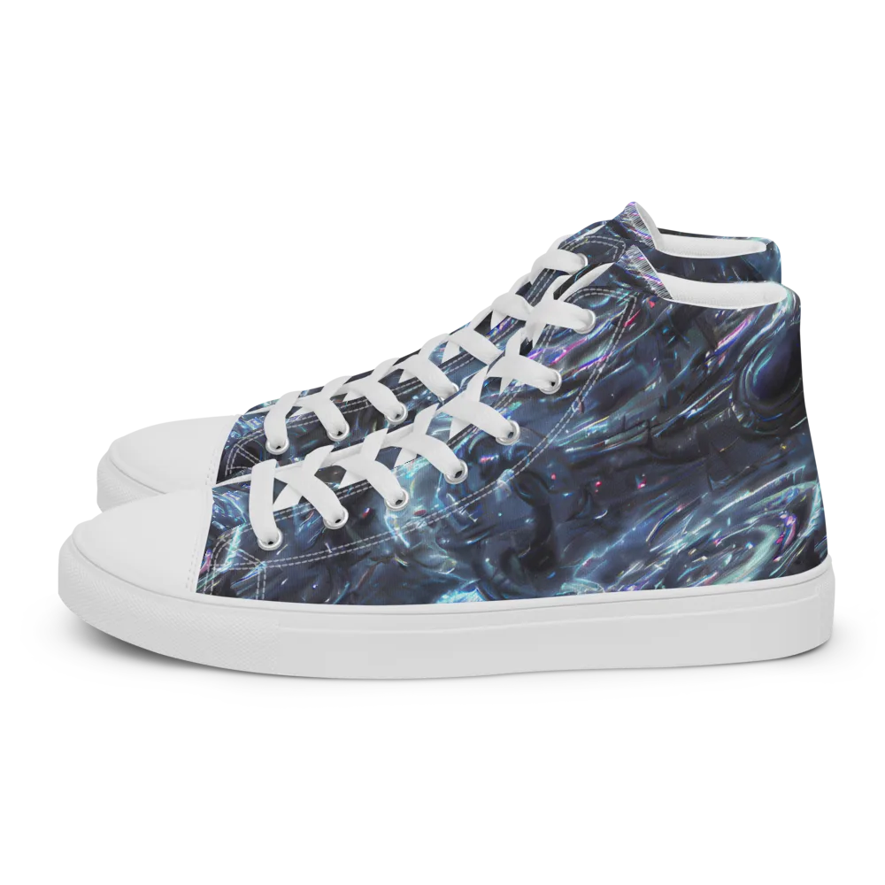 Blue Gravity on Women's High Top Canvas Shoes — Left