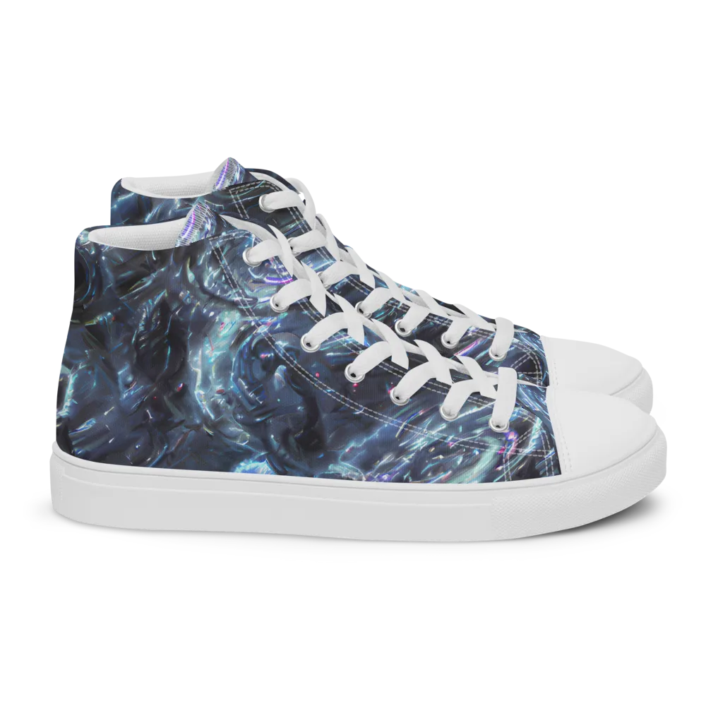 Blue Gravity on Women's High Top Canvas Shoes — Right