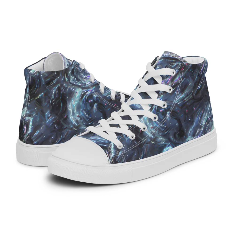 Blue Gravity on Women's High Top Canvas Shoes — Left