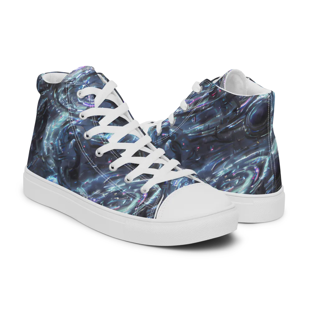 Blue Gravity on Women's High Top Canvas Shoes — Right
