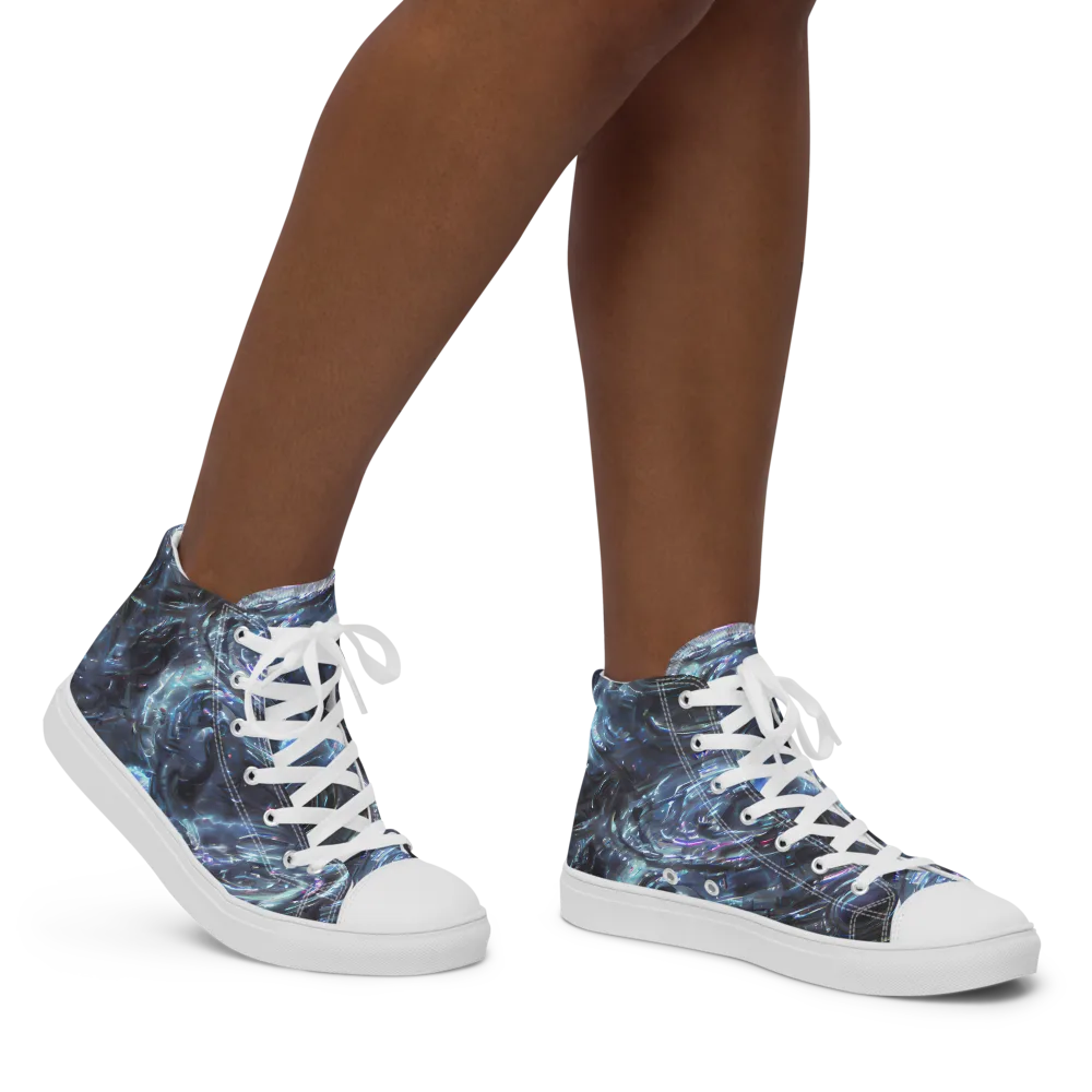 Blue Gravity on Women's High Top Canvas Shoes — Right