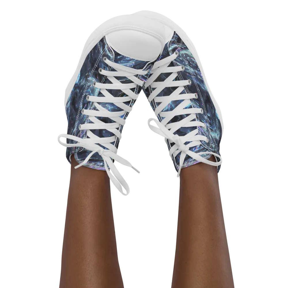 Blue Gravity on Women's High Top Canvas Shoes — Front