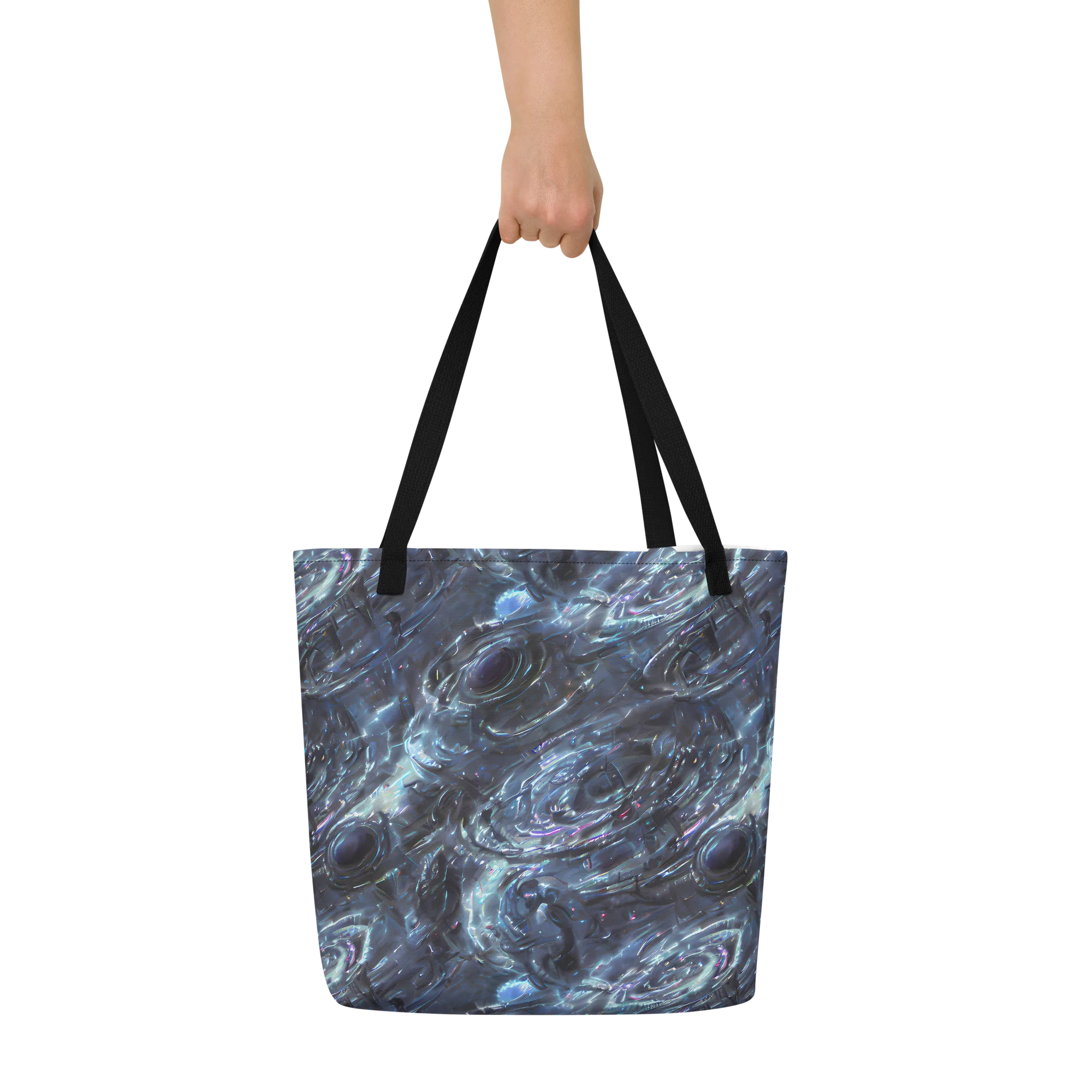 Blue Gravity on Large Tote Bag W/ Pocket — Front