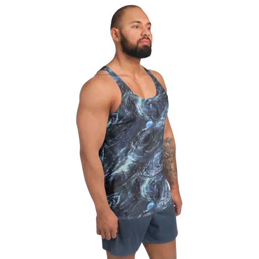 Blue Gravity on a Men's Tank Top