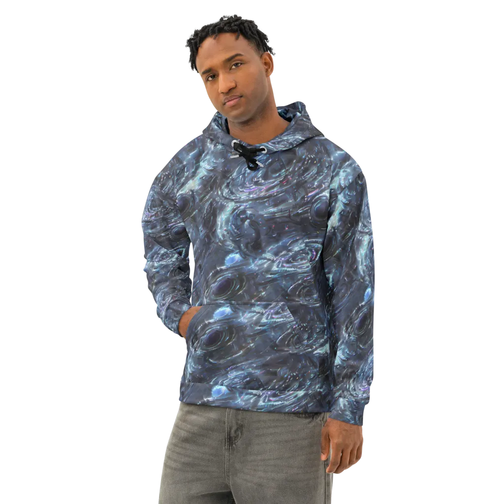 Blue Gravity on Cotton Hoodie — Left Front