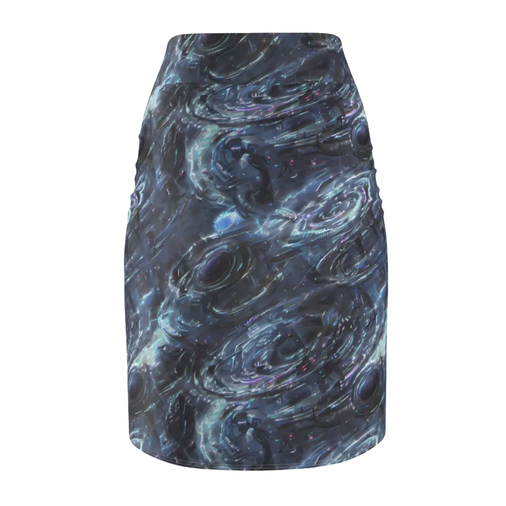 Blue Gravity on Pencil Skirt — Back