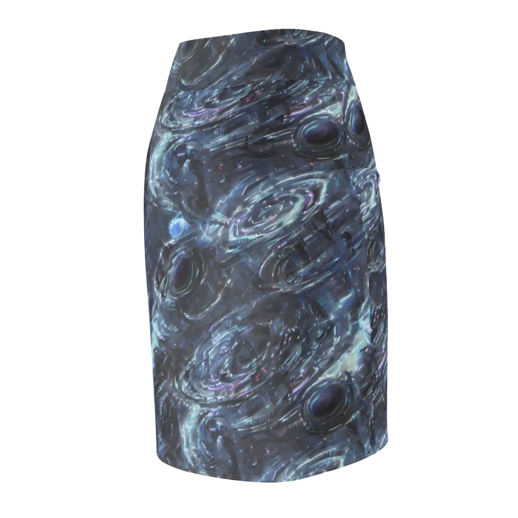 Blue Gravity on Pencil Skirt — Back Side