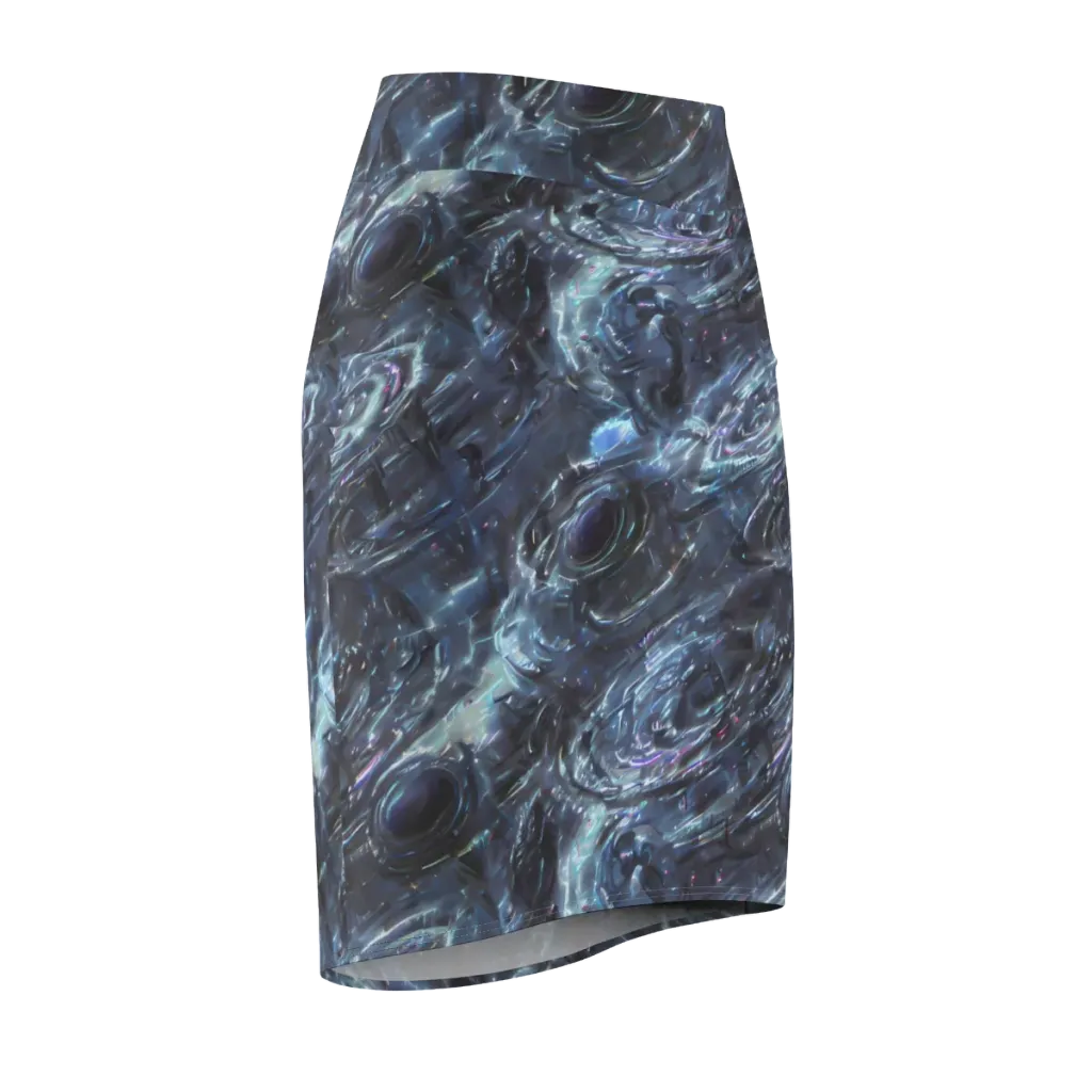Blue Gravity on Pencil Skirt — Front Side