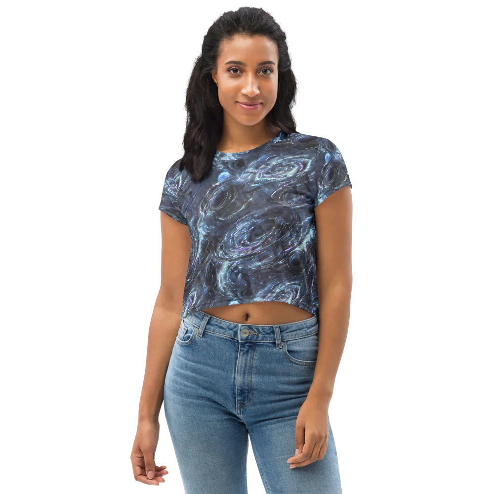 Blue Gravity on Crop Tee — Front