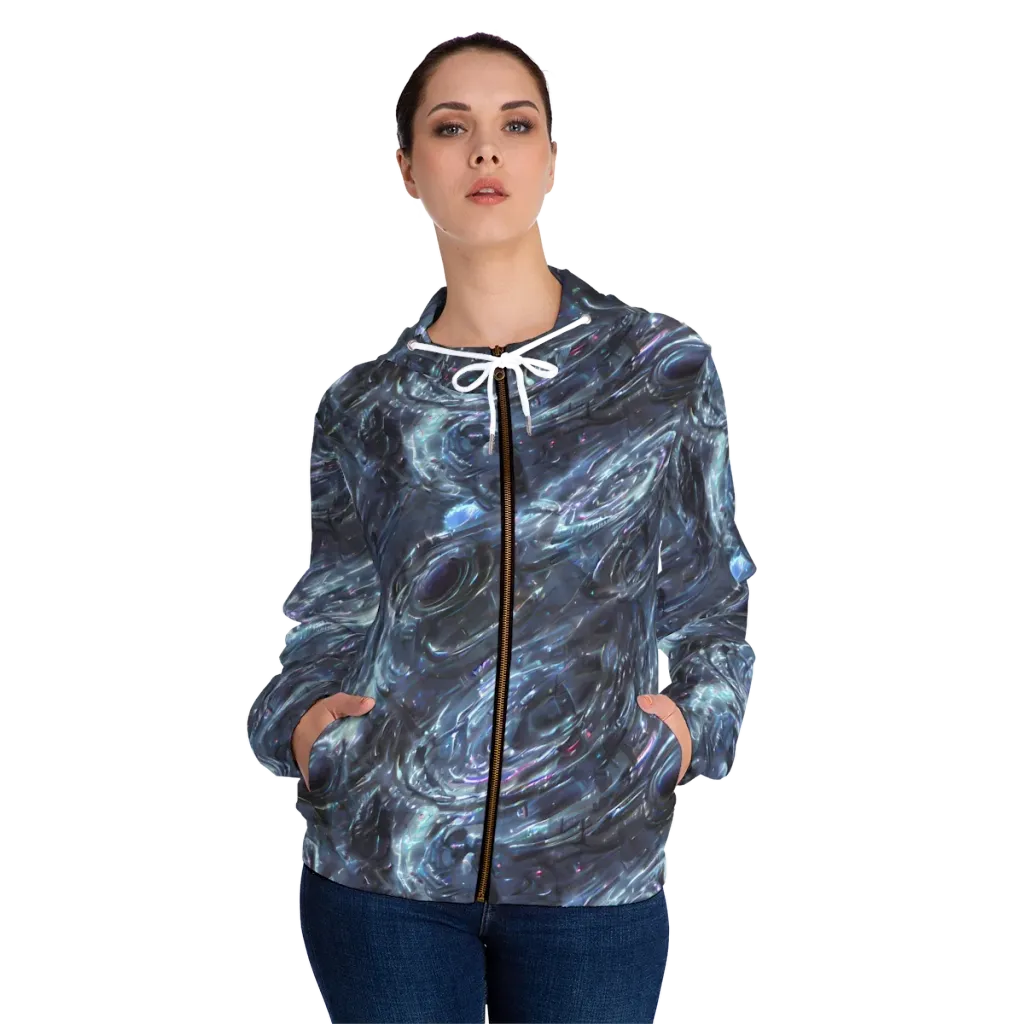 Blue Gravity on Women's Full-Zip Hoodie — Front On Person