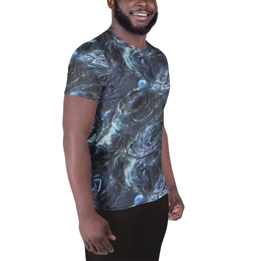 Blue Gravity on a Men's Athletic T-Shirt
