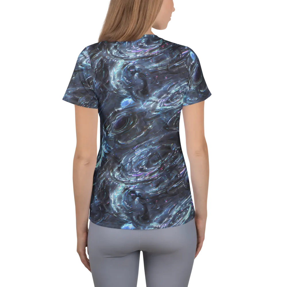 Blue Gravity on Women's Athletic T-Shirt — Back