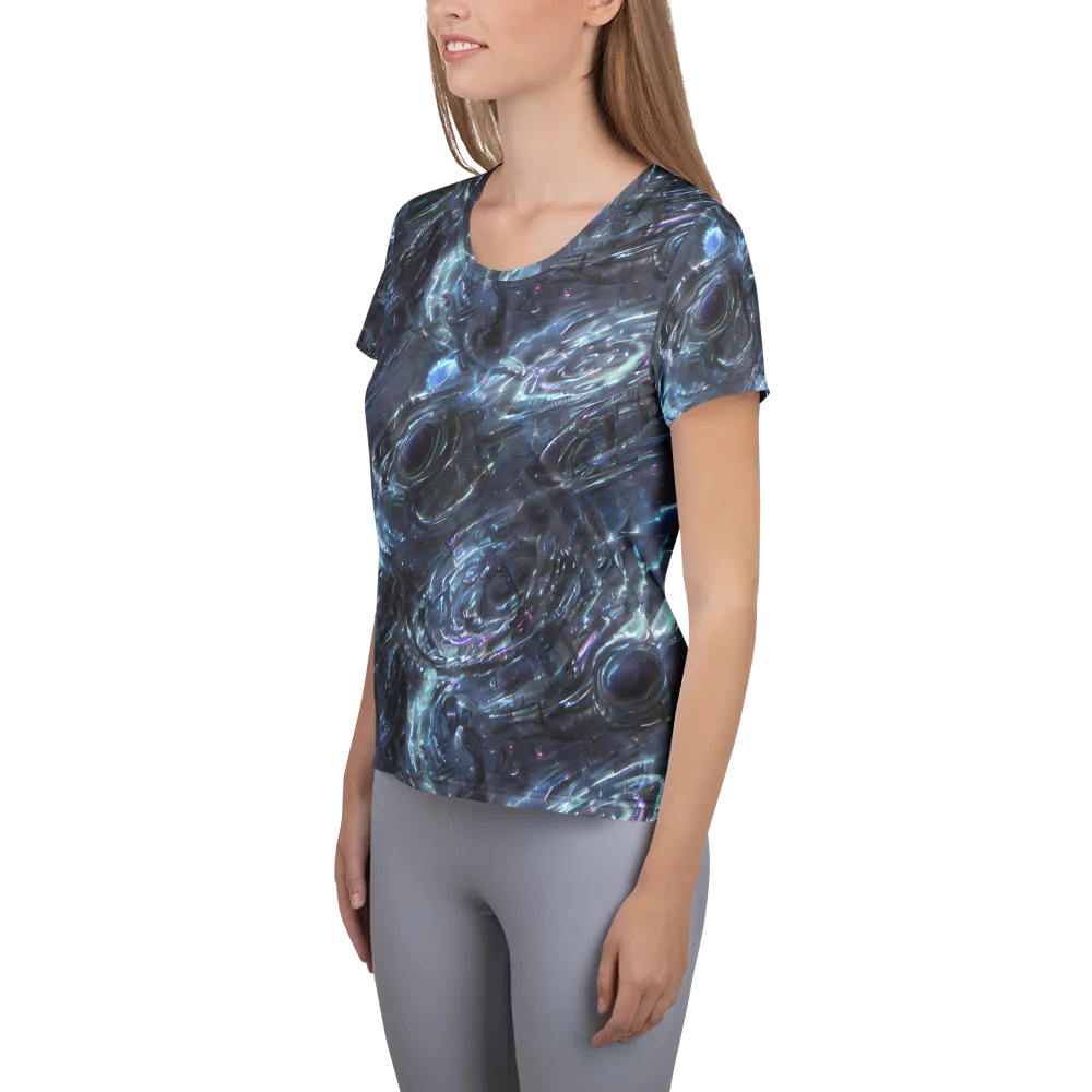 Blue Gravity on Women's Athletic T-Shirt — Left
