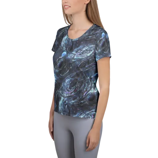 Blue Gravity on a Women's Athletic T-Shirt