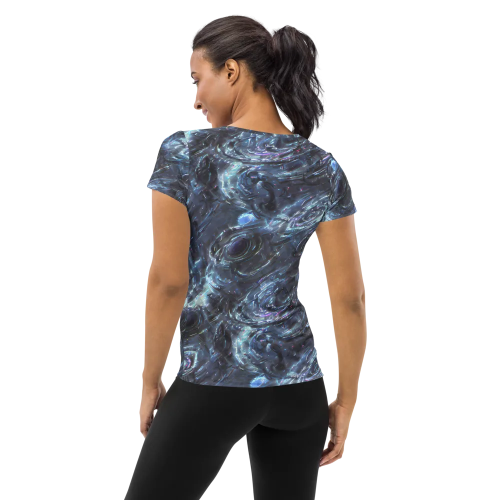 Blue Gravity on Women's Athletic T-Shirt — Back