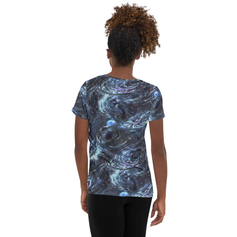 Blue Gravity on Women's Athletic T-Shirt — Back
