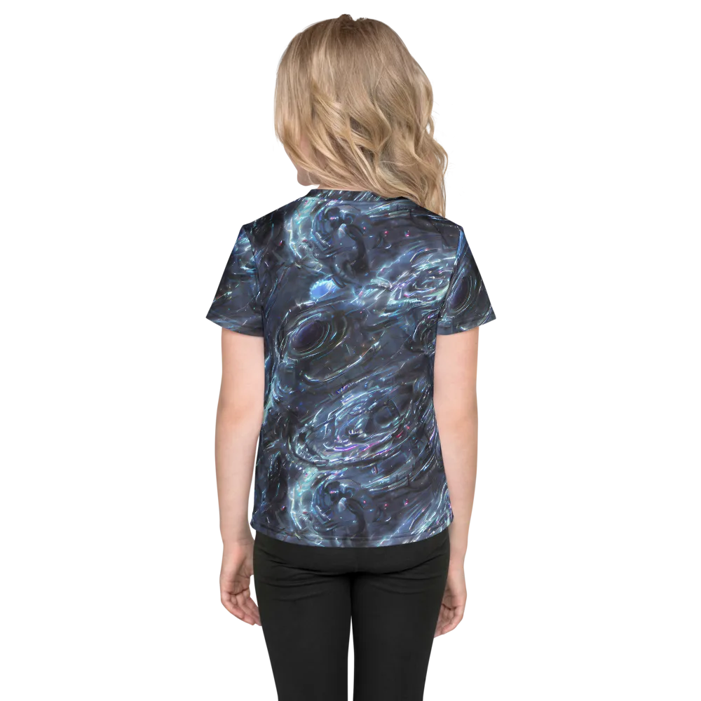 Blue Gravity on Kids Crew Neck T-Shirt — Back