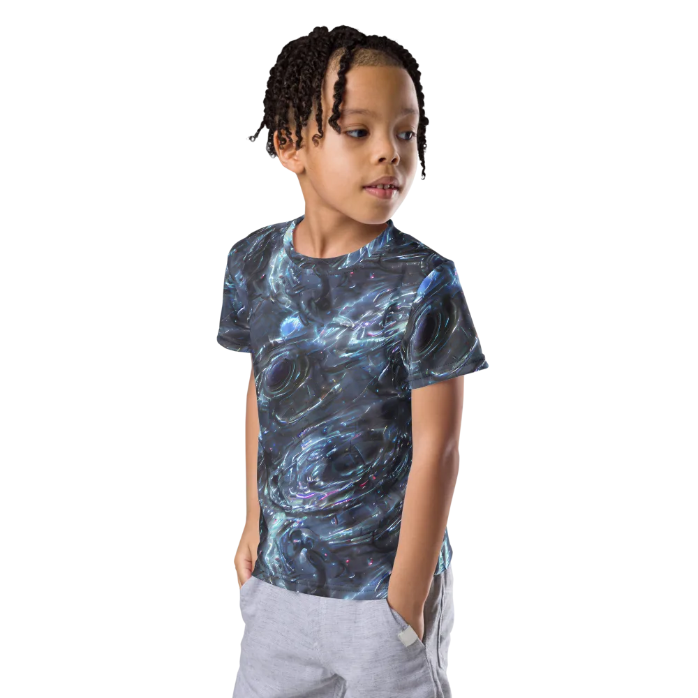 Blue Gravity on Kids Crew Neck T-Shirt — Left Front