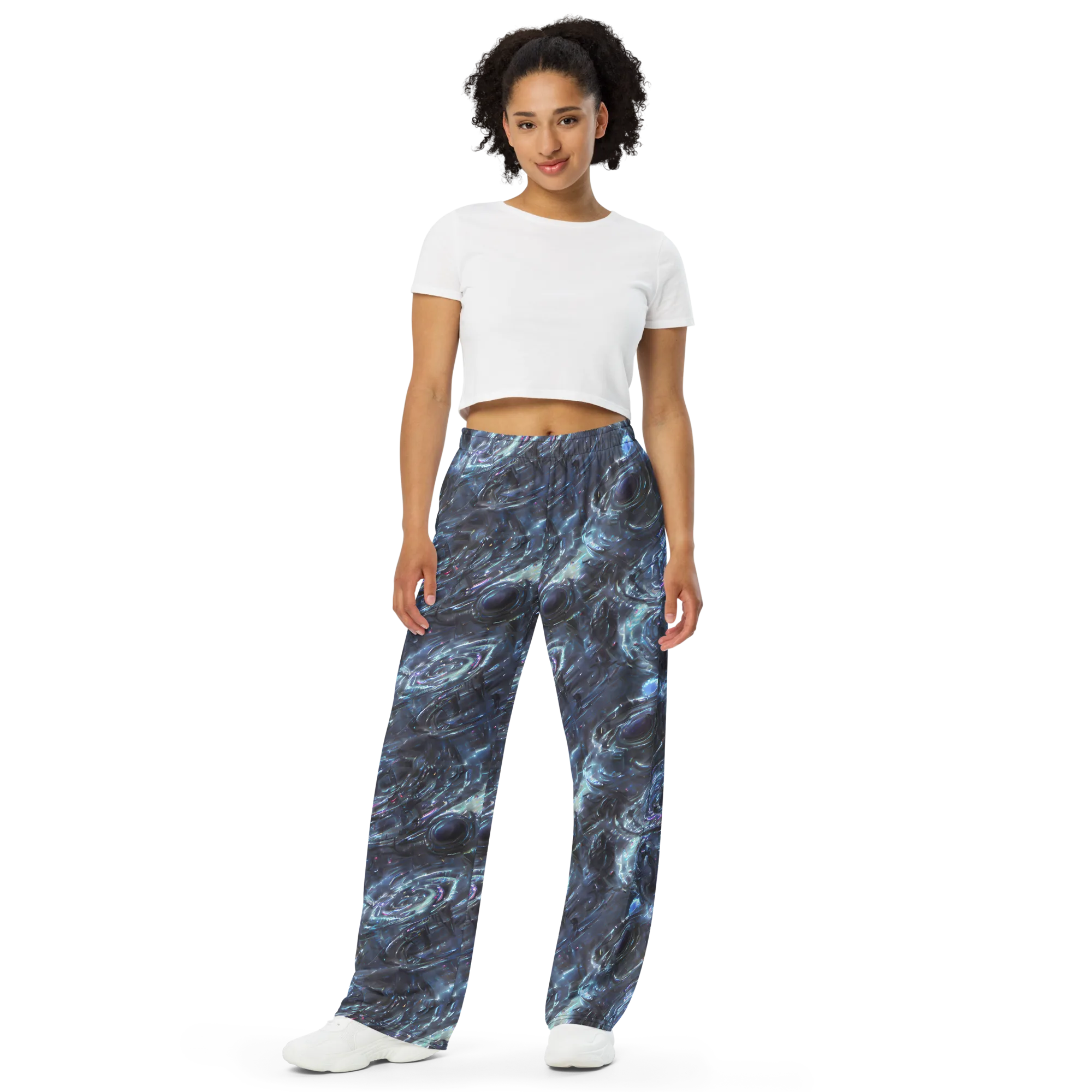 Blue Gravity on Wide-Leg Pants — Front