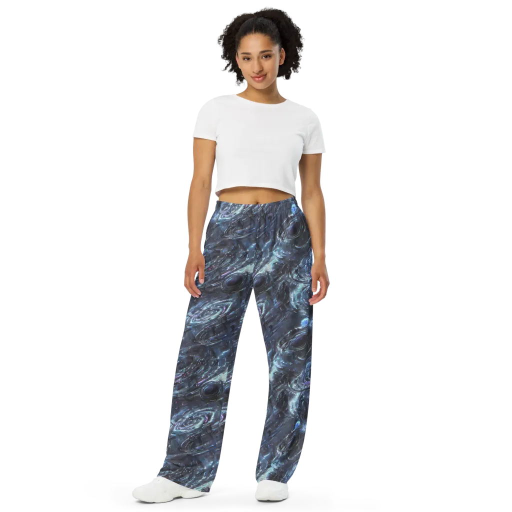 Blue Gravity on Wide-Leg Pants — Front
