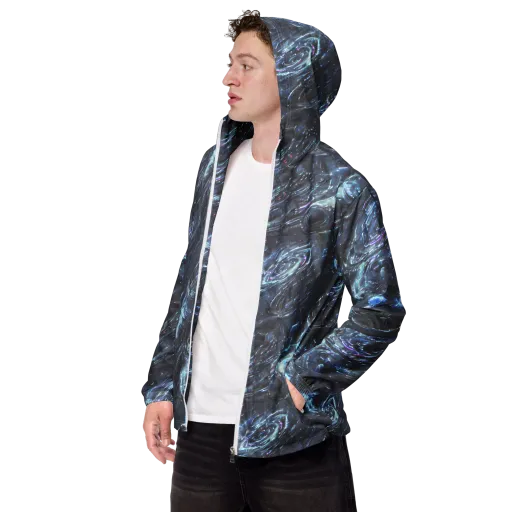 Blue Gravity on a Men's Windbreaker