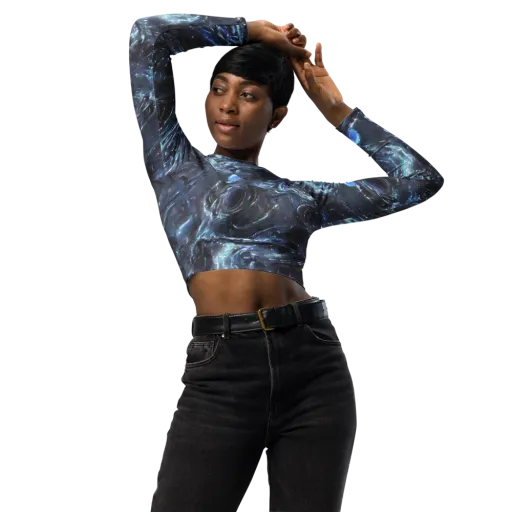 Blue Gravity on a Long Sleeve Crop Top