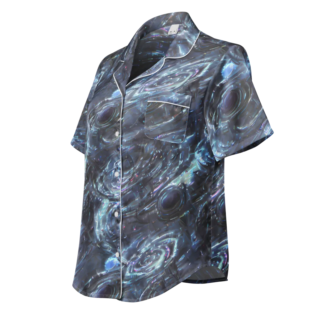 Blue Gravity on Women's Short Sleeve Pajama Top — Left Front