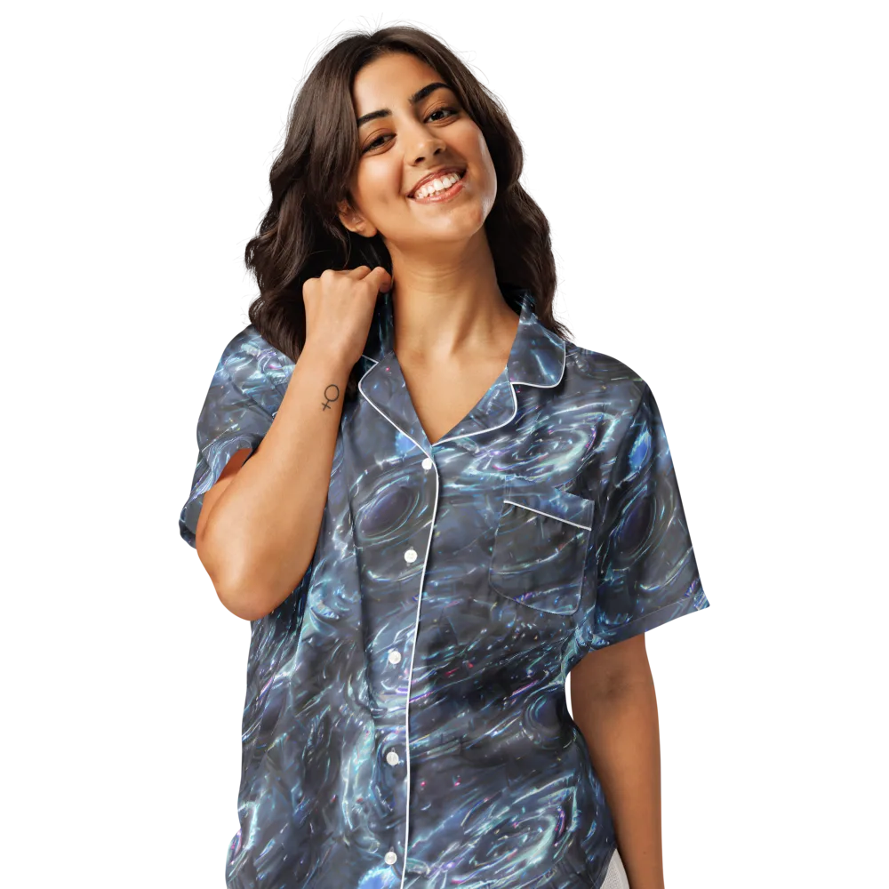 Blue Gravity on Women's Short Sleeve Pajama Top — Front