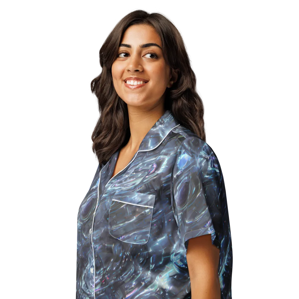 Blue Gravity on Women's Short Sleeve Pajama Top — Left Front