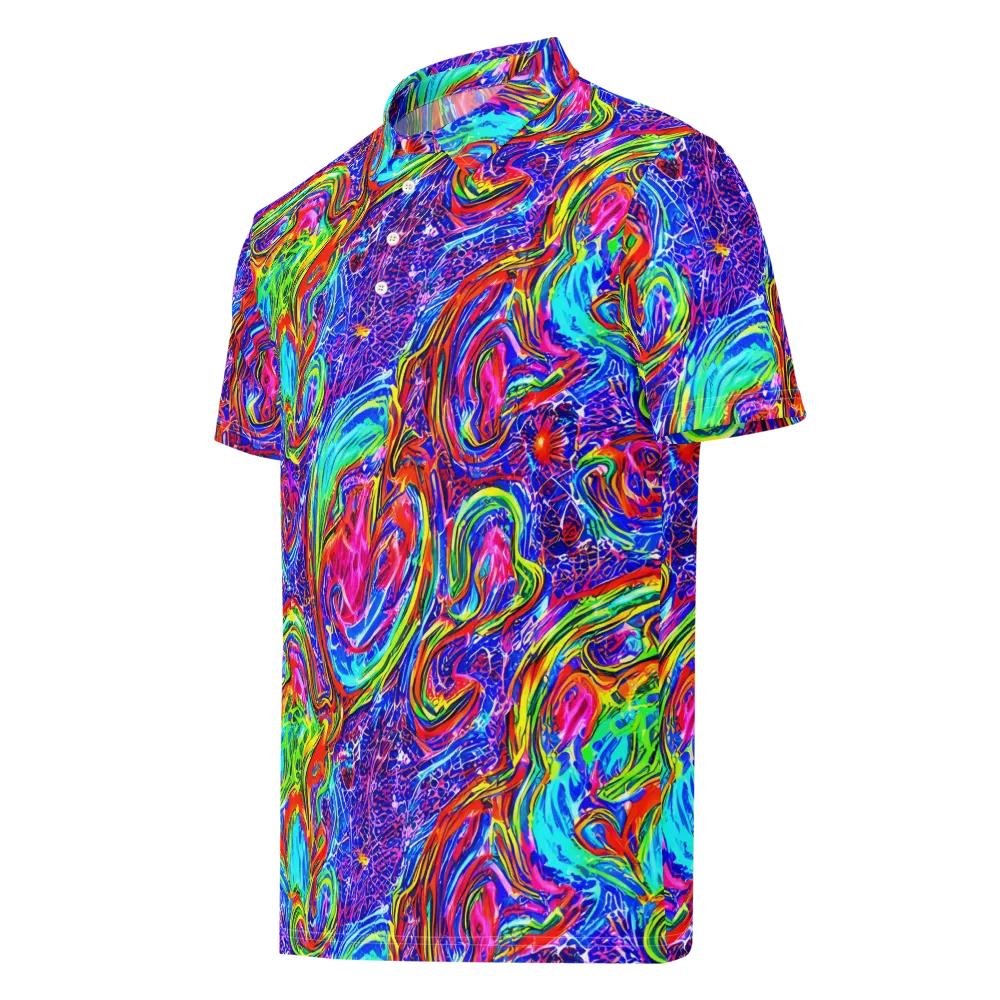 Cobalt Marbling on Men's Slim Fit Polo Shirt — Left Front